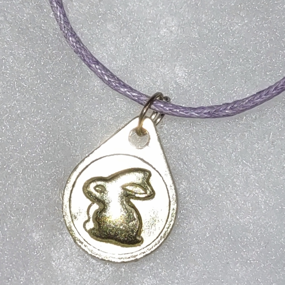 Vintage Gold Bunny Pendant On Orchid Cord